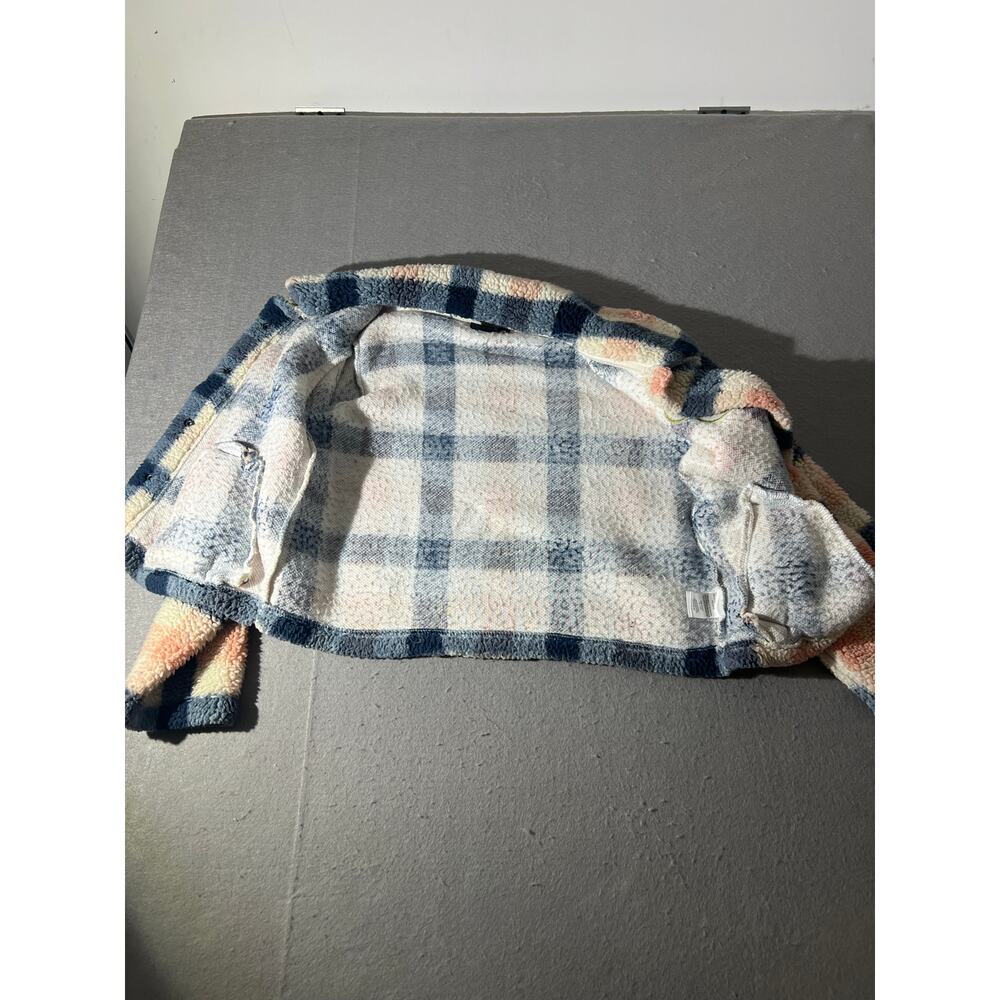 Disney Girls Mickey Sherpa Plaid Jacket Blue Pink Size M - Picture 5 of 13